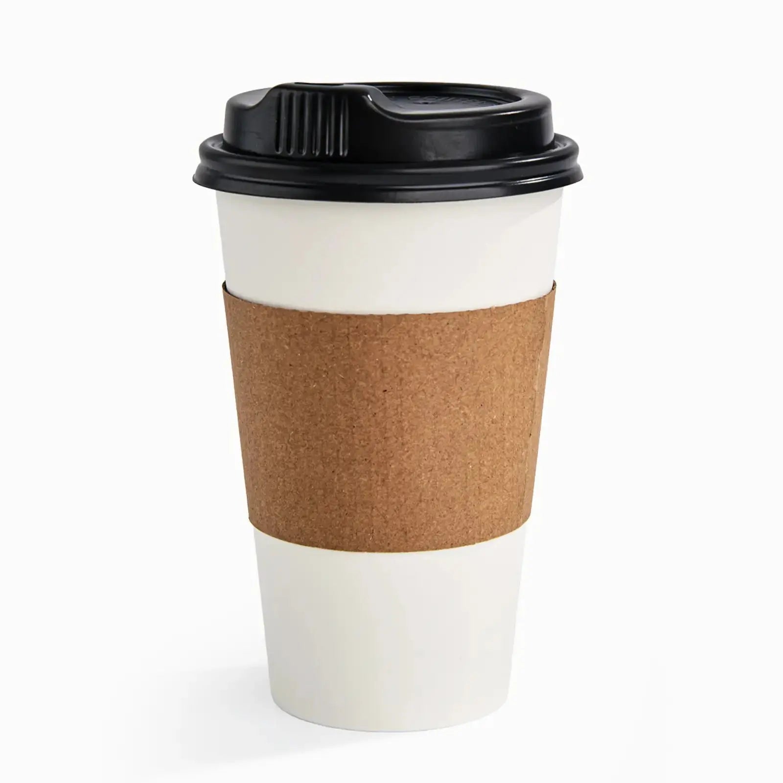 16 oz Blank Recyclable Paper Cups with Lids and Sleeves