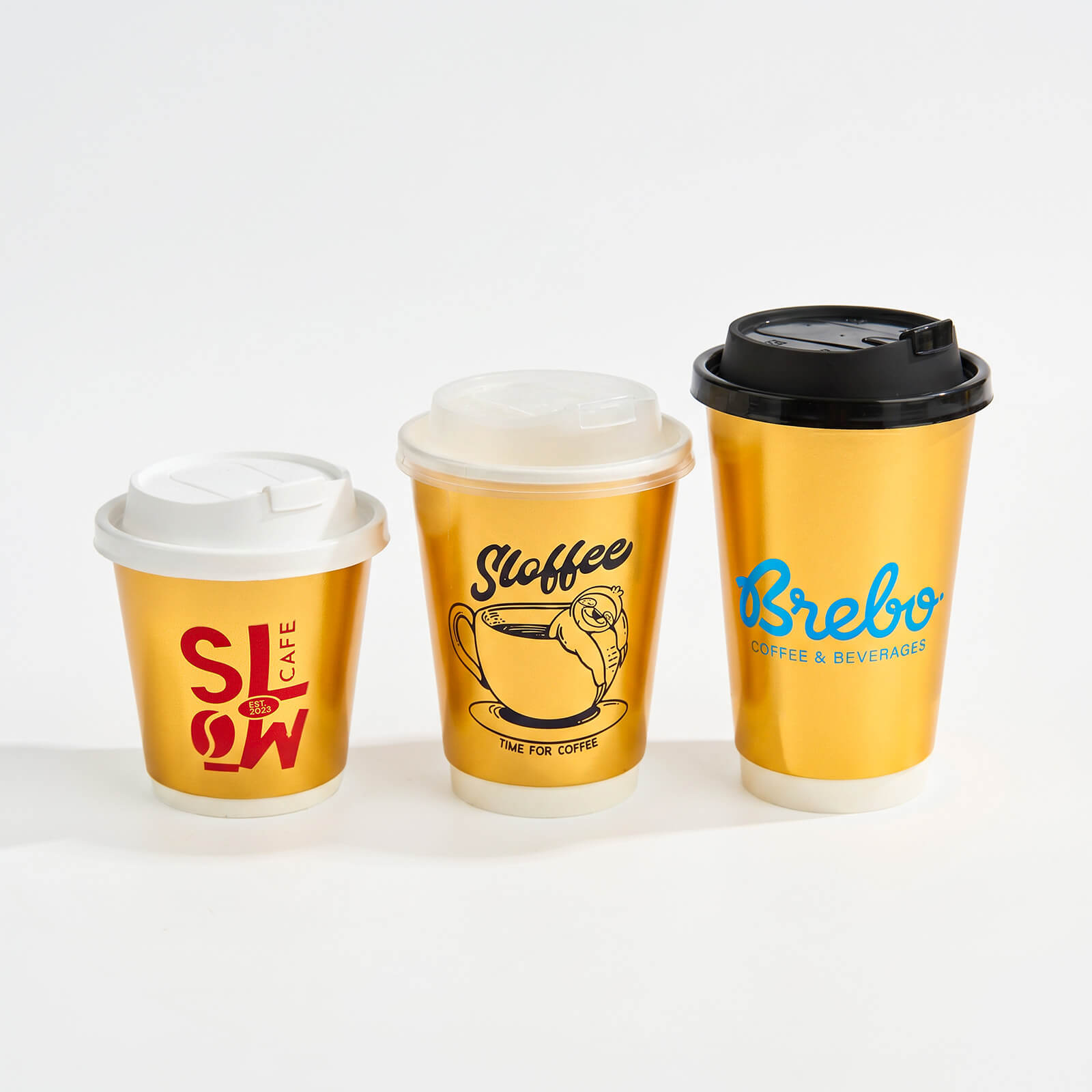 Custom Gold Paper Cups with Lids